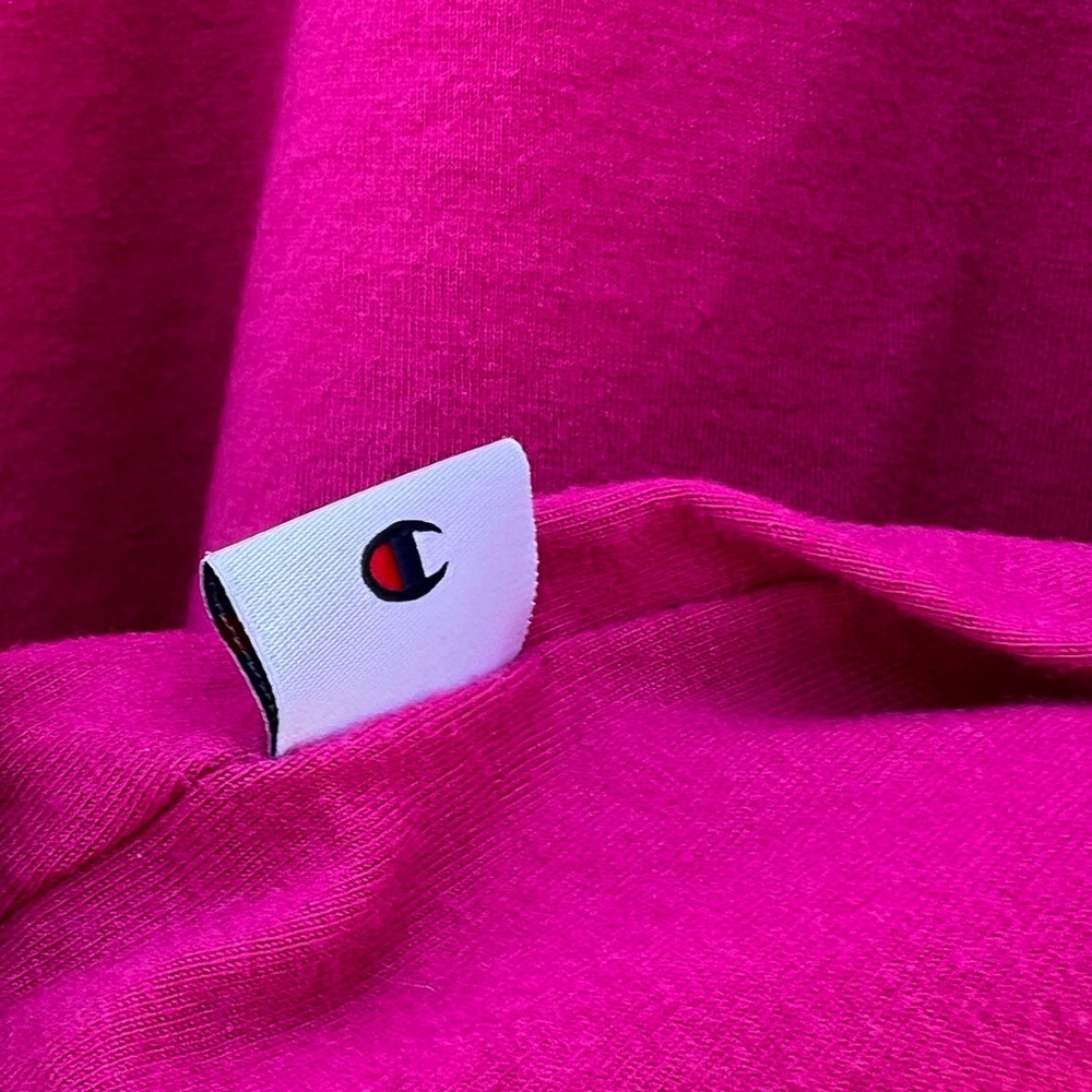 Champion Authentic Athletic Hot Pink Large Cotton Crop Short Sleeve Tee Shirt - Picture 9 of 12